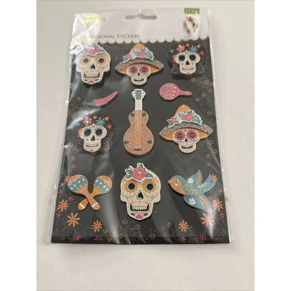 New Day Of The Dead Stickers Skulls Birds Pop-Up B4